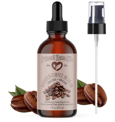 Natural Born Oils roasted coffee bean oil bottle for skin hydration and hair vitality