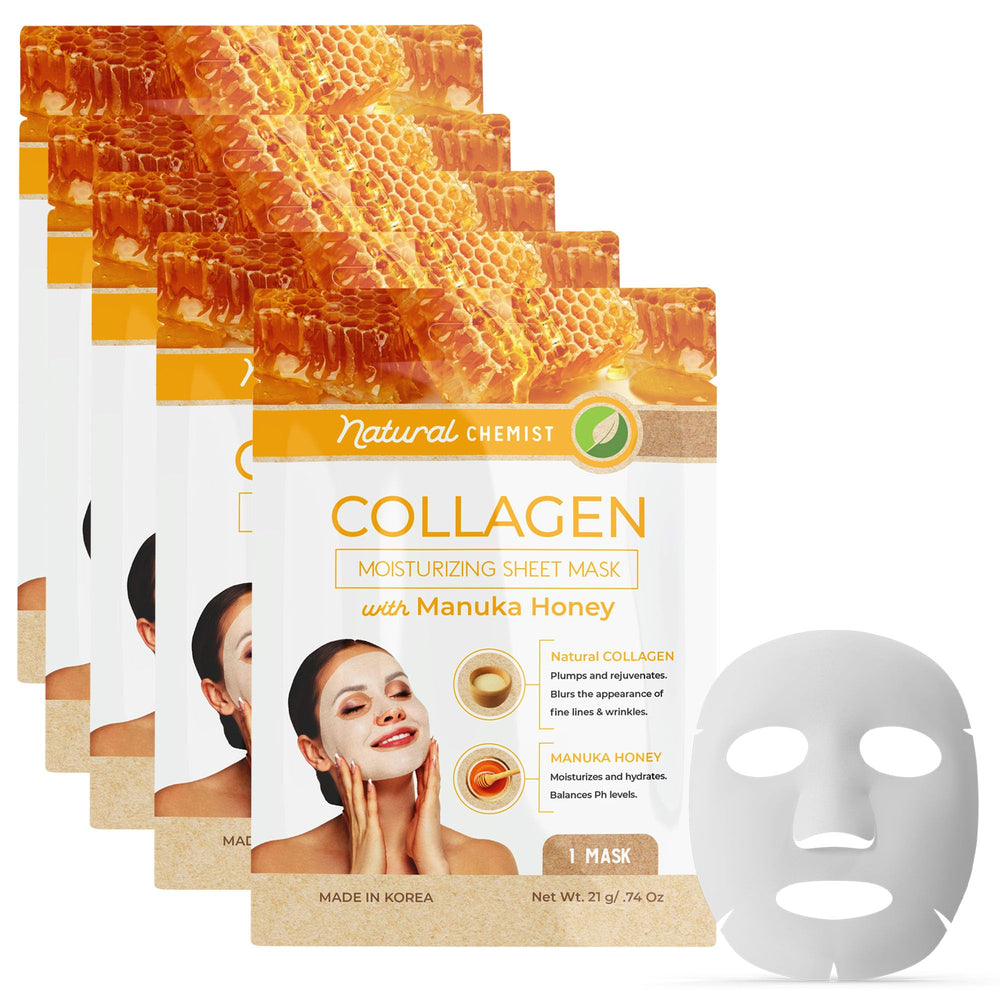 Natural Chemist collagen and Manuka honey sheet mask for deep hydration and radiant skin