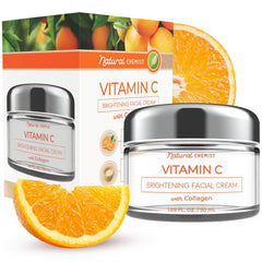 Natural Chemist Vitamin C & Collagen Day Cream bottle brightens skin and protects against daily stress