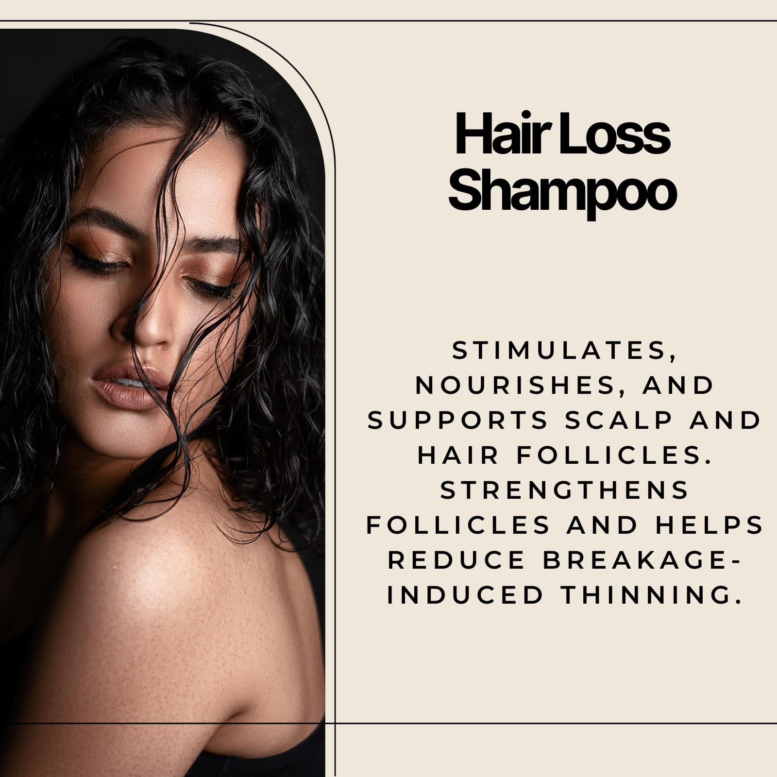 Natural Curves Ebony hair strands highlight smoother, shinier texture for manageability.