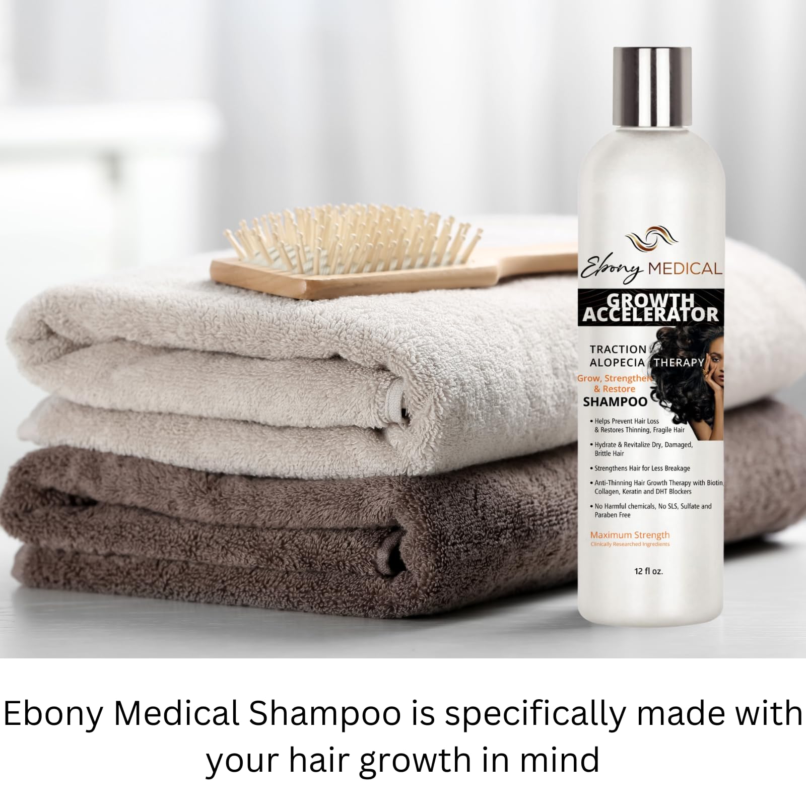 Natural Curves Ebony label close-up signals vegan, sulfate-free care for sensitive scalps.