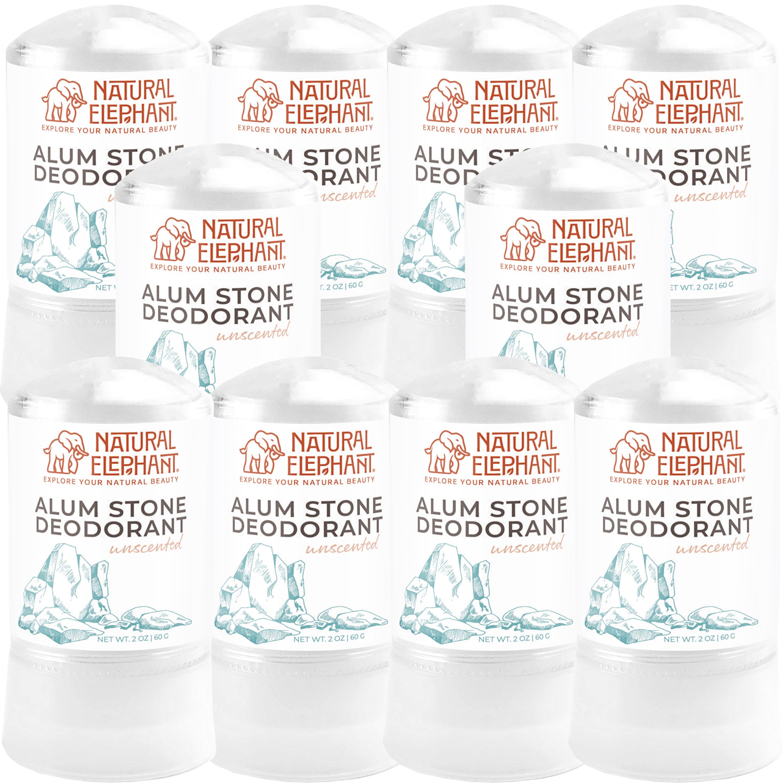 Natural Elephant alum stone deodorant stick 60g ready for daily, long-lasting protection.