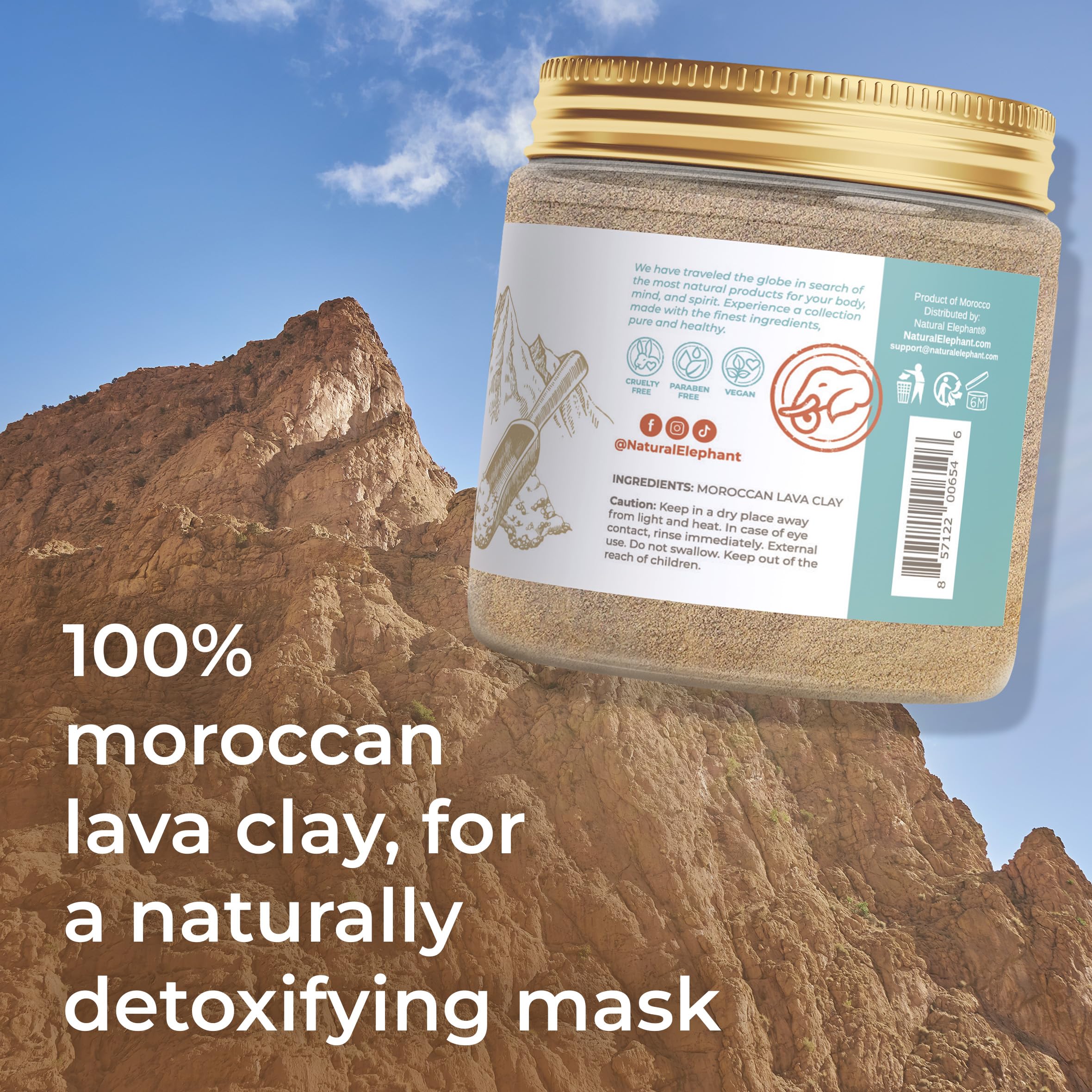Natural Elephant Argan oil pairing with Ghassoul mask for hydration