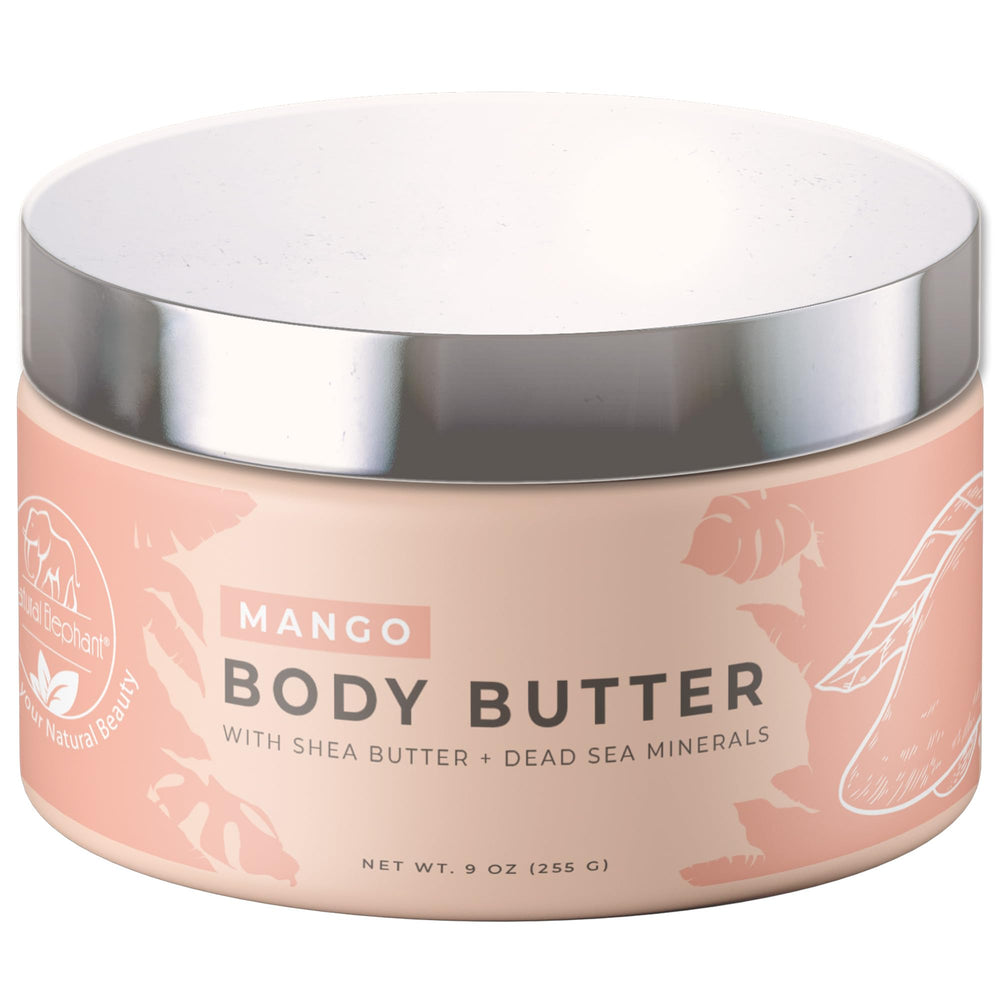Natural Elephant body butter highlights Dead Sea minerals for revitalized skin.