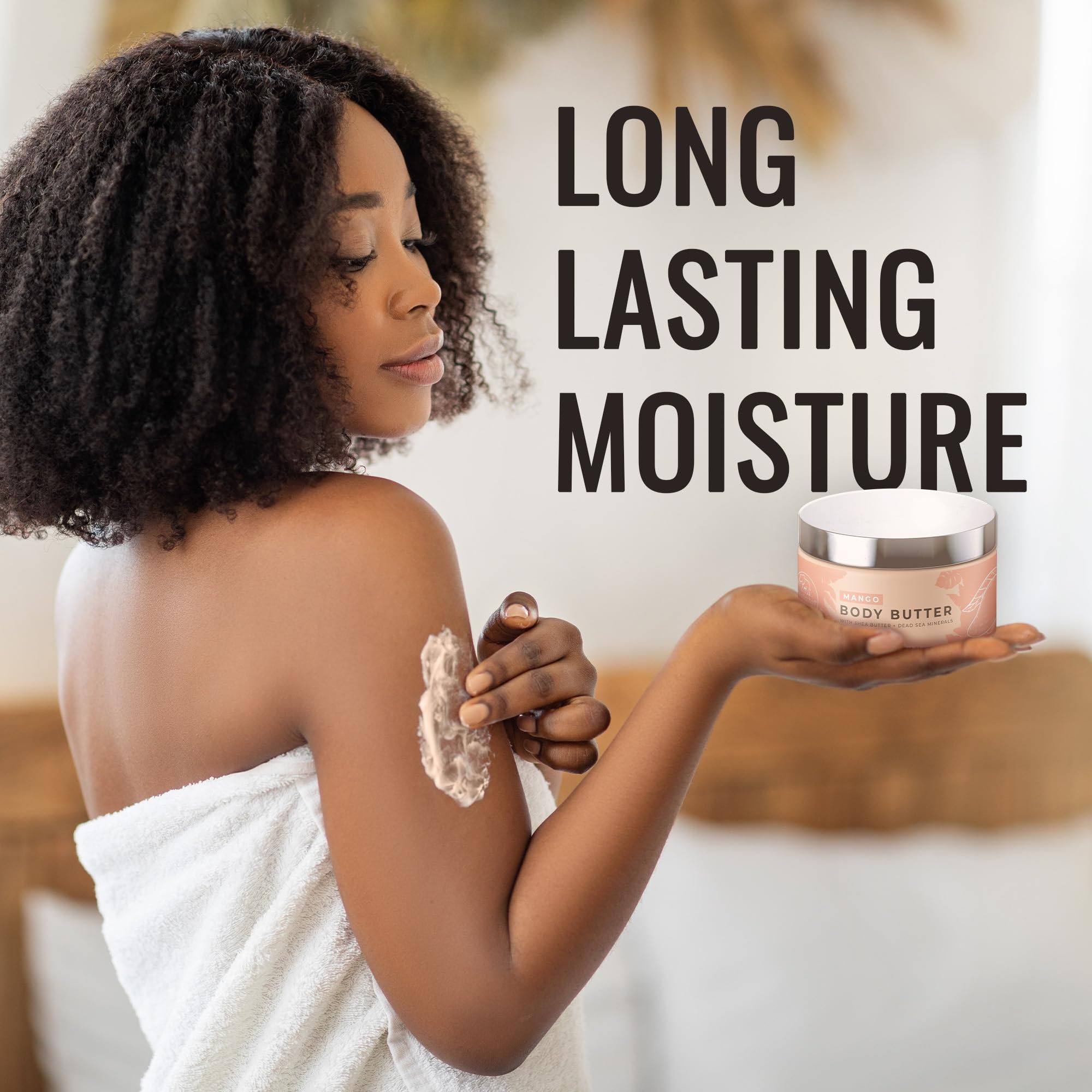 Natural Elephant vitamin E infusion supports nourished skin after showers.