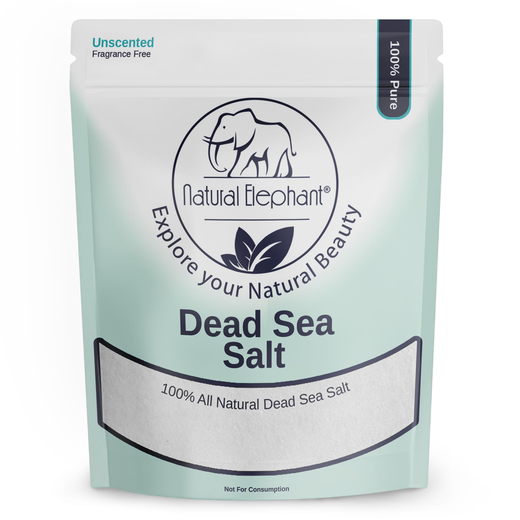 Natural Elephant Dead Sea Salt bulk bag for a mineral-rich soak and spa-like relaxation.