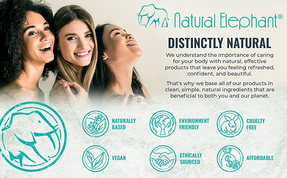 Natural Elephant Dead Sea Salt exfoliation texture offers a gentle scrub for refreshed skin.