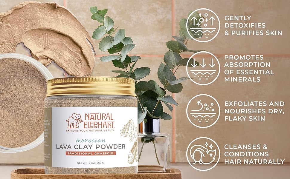 Natural Elephant Ghassoul clay powder mixed paste ready for mask