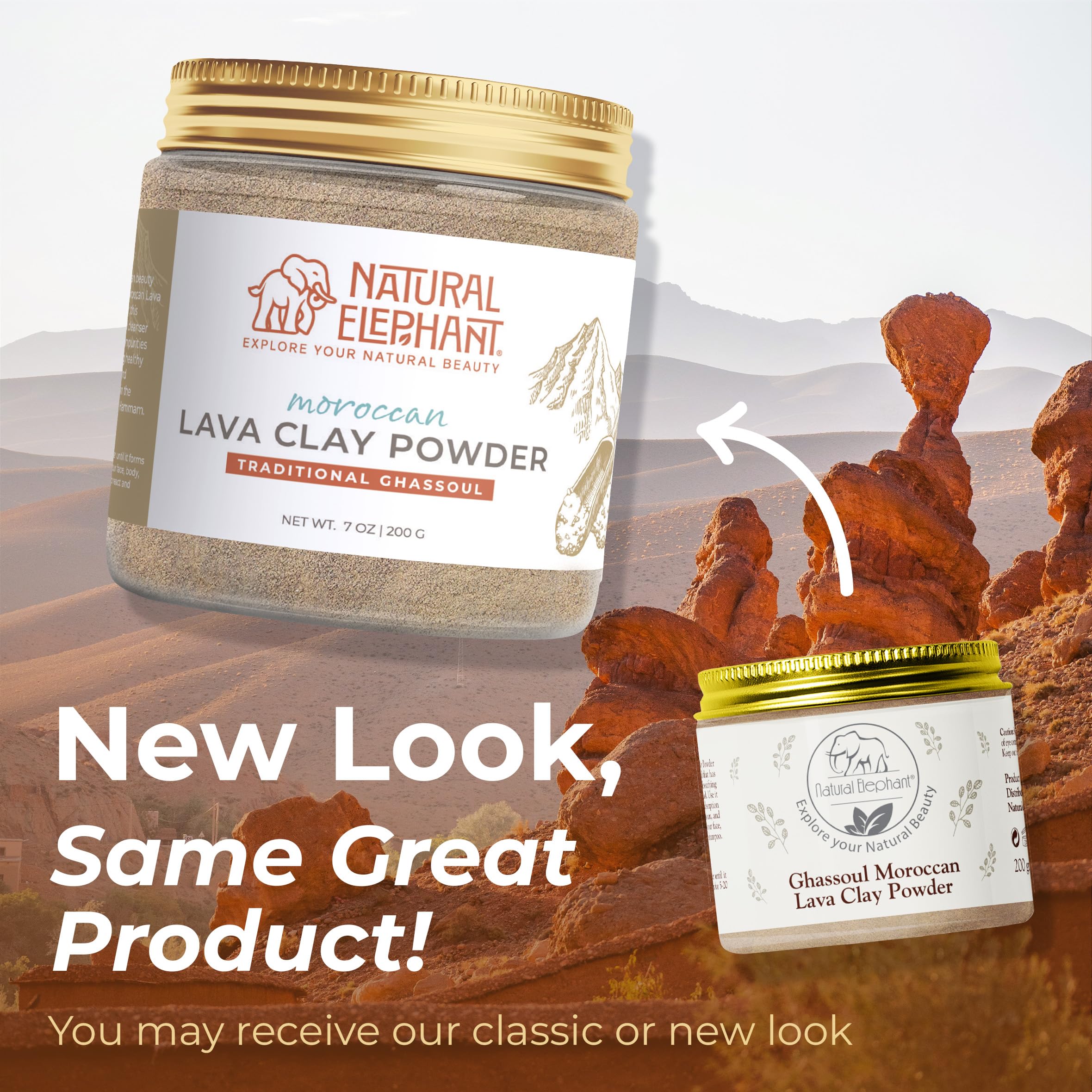 Natural Elephant Ghassoul three-pack packaging for versatile home use.