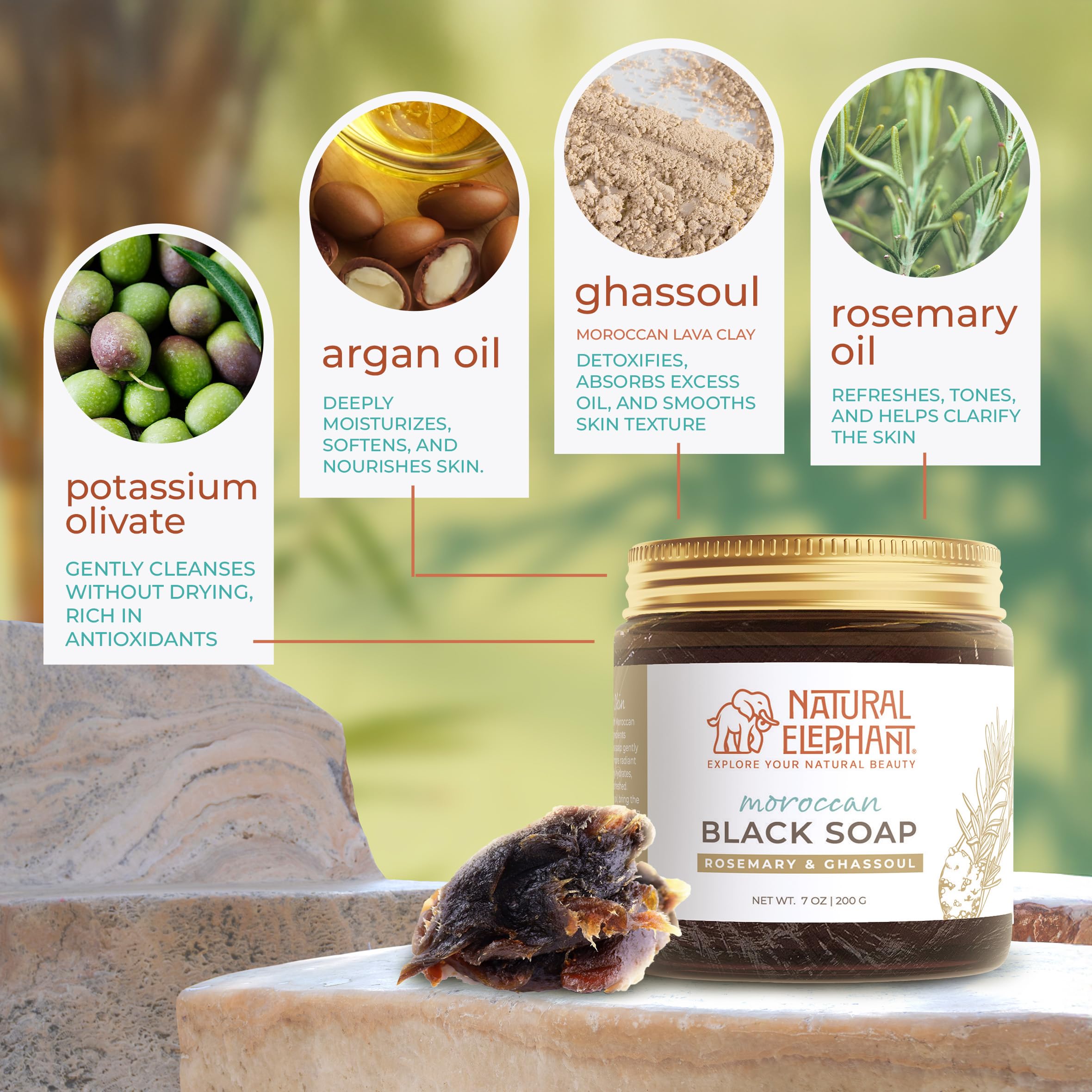 Natural Elephant Hammam Glove facilitates deeper exfoliation with this soap