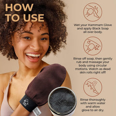 Natural Elephant Moroccan Black Soap apply-hands demonstrates easy, safe application