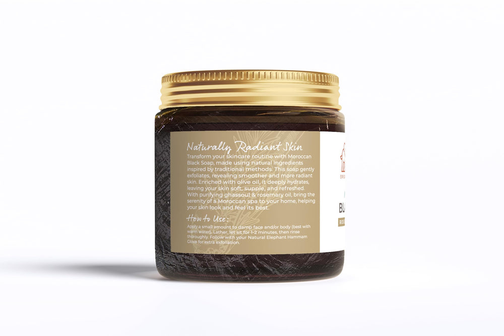 Natural Elephant Moroccan Black Soap ghassoul-clay helps draw out impurities gently