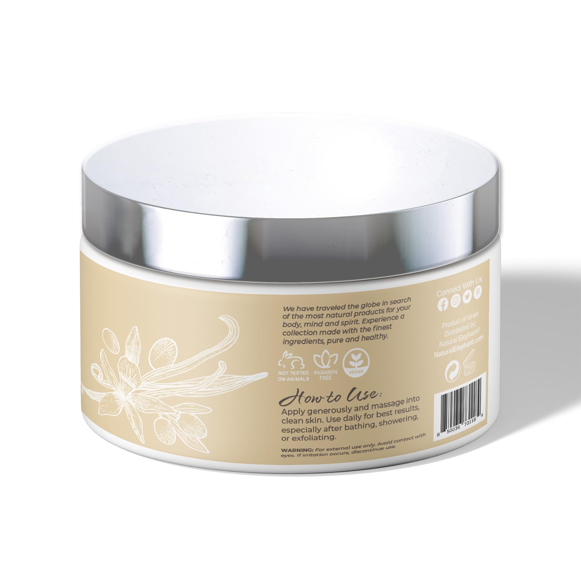 Natural Elephant shea butter blend on jar label for nourishment