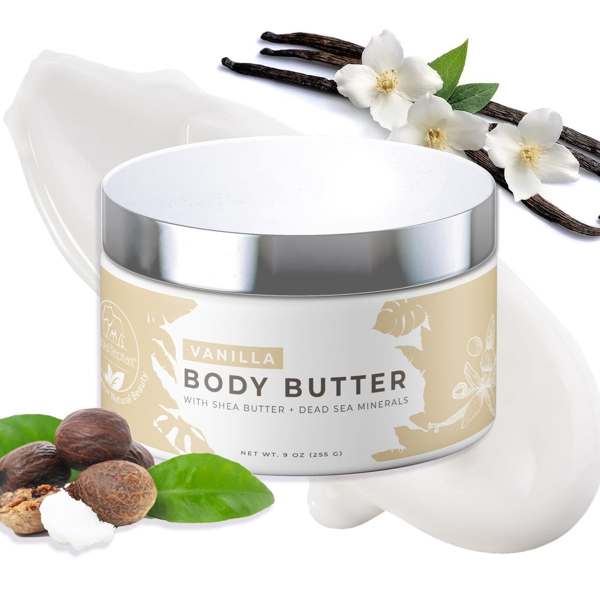 Natural Elephant Vanilla Shea Body Butter jar for rich hydration