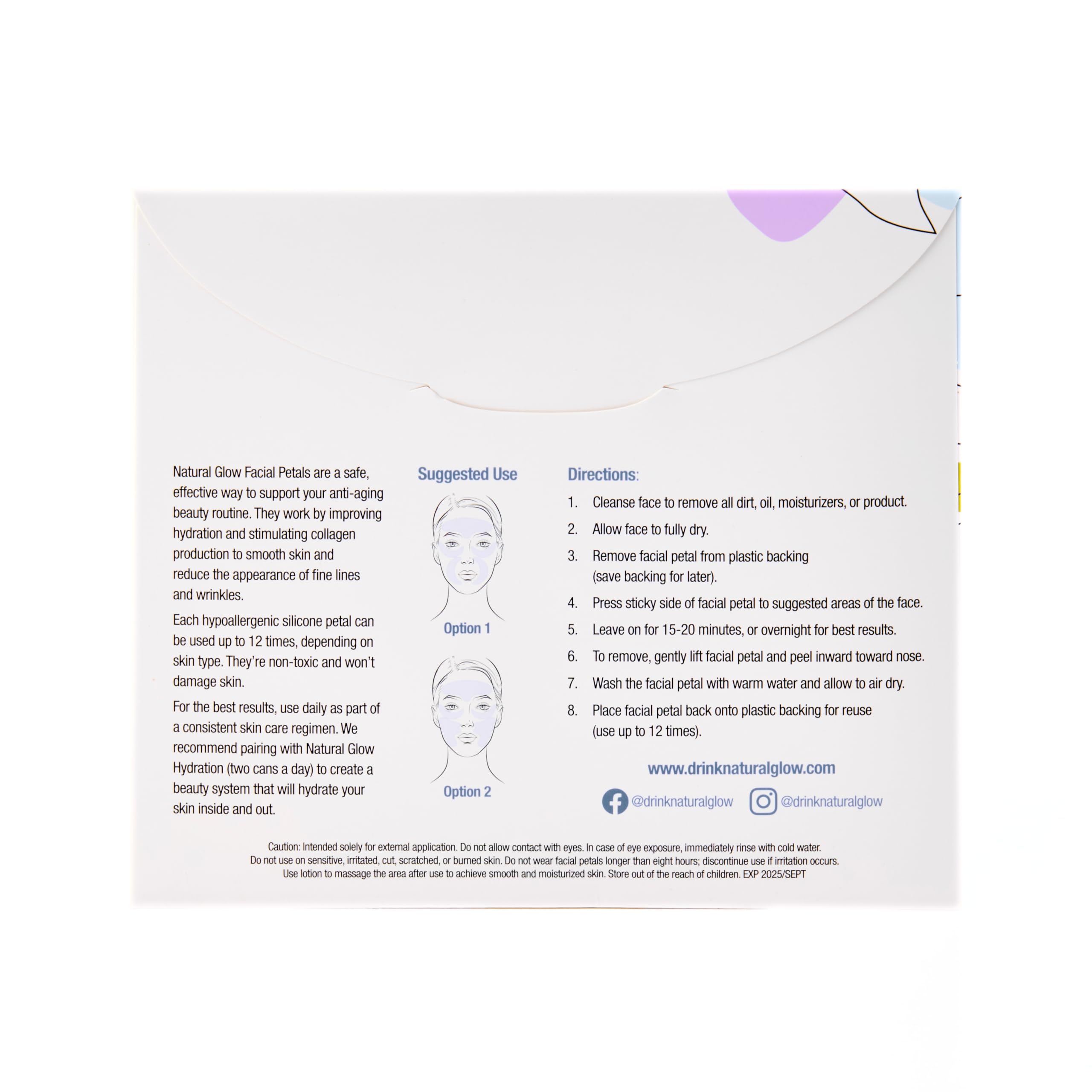 Natural Glow Hydration Petals reusable design lets you refresh your patch after each use.