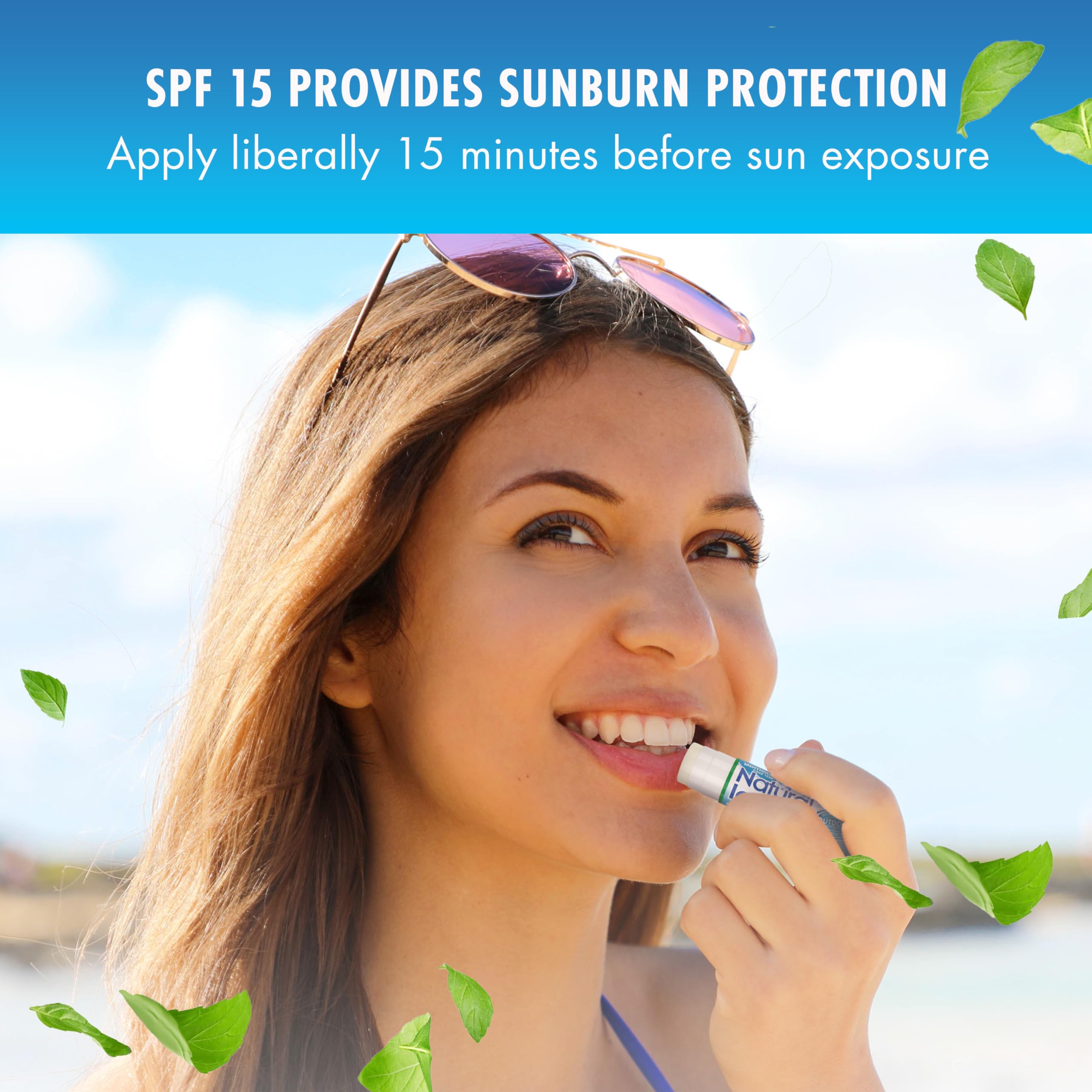 Natural Ice lip balm protects against wind and dryness with SPF15.