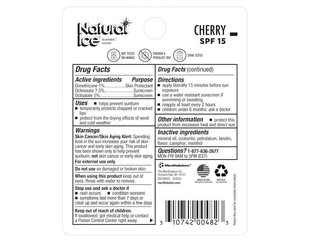 Natural Ice lip protect SPF 15 cherry 12-pack packaging for easy on-the-go care