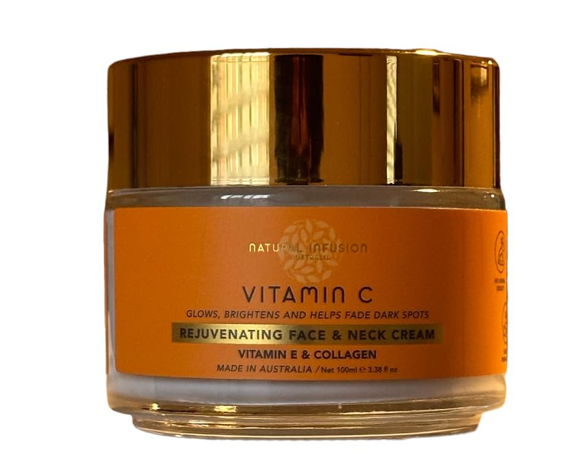 Natural Infusion Vitamin C cream bottle close-up highlighting brightening formula