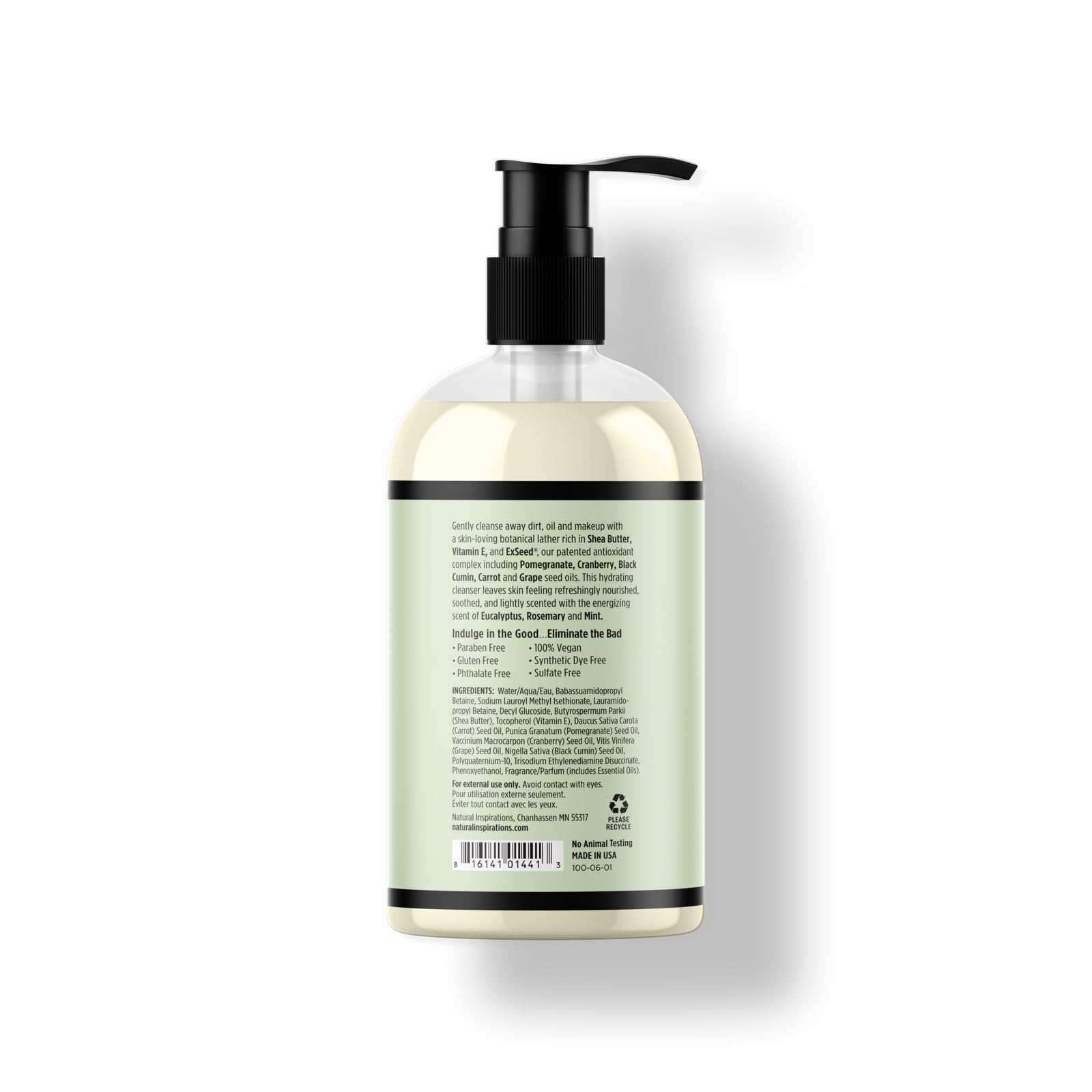Natural Inspirations lather close-up showcasing rich foam ideal for hands and face.