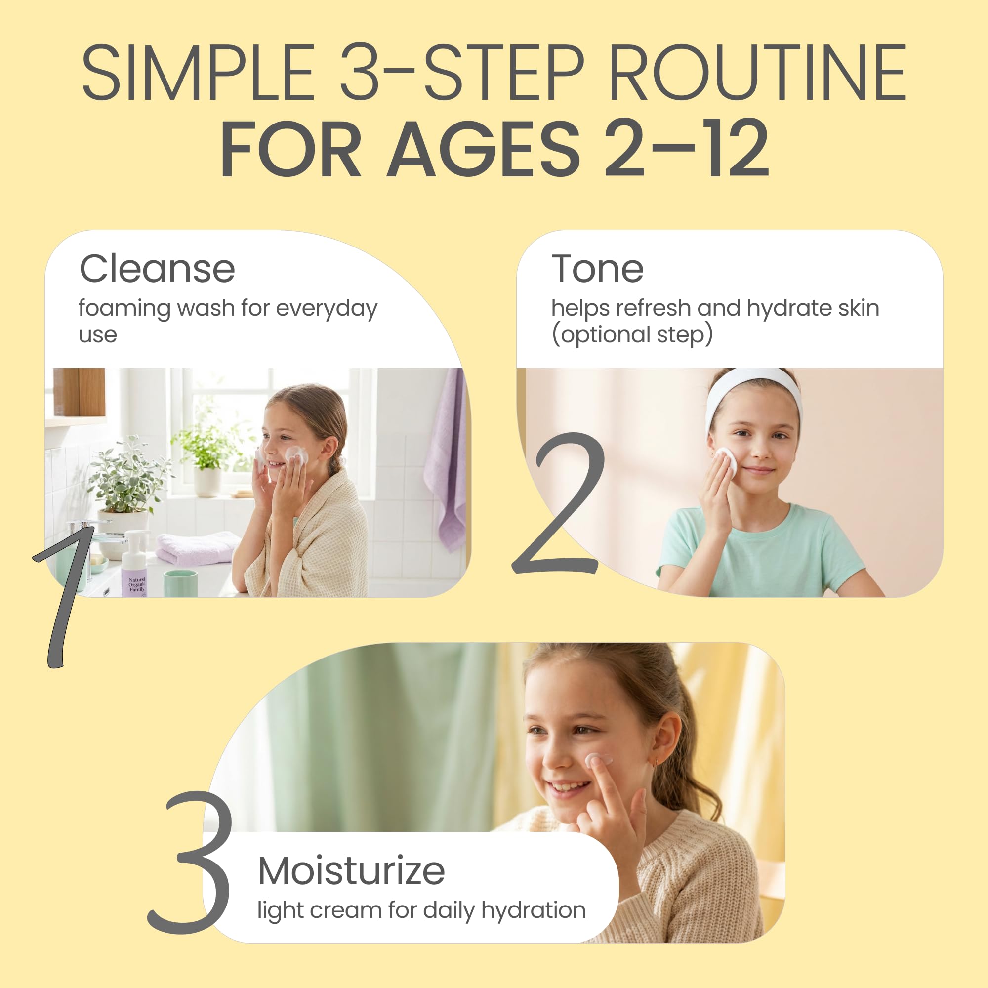 The Natural and Organic Family kids toner unscented bottle for soothing balance.
