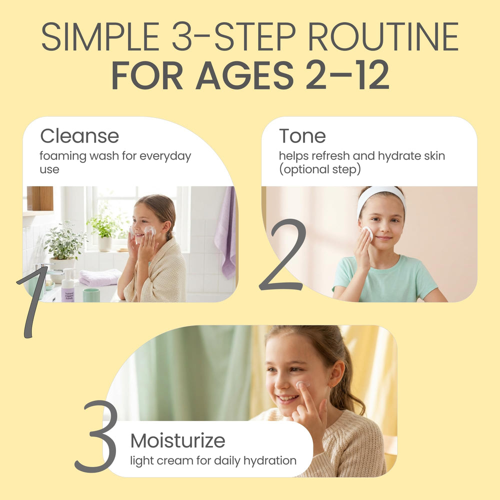 The Natural and Organic Family kids toner unscented bottle for soothing balance.