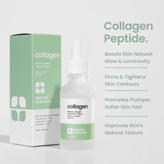 Natural Outcome collagen serum dropper distributes the lightweight formula for smoother skin.