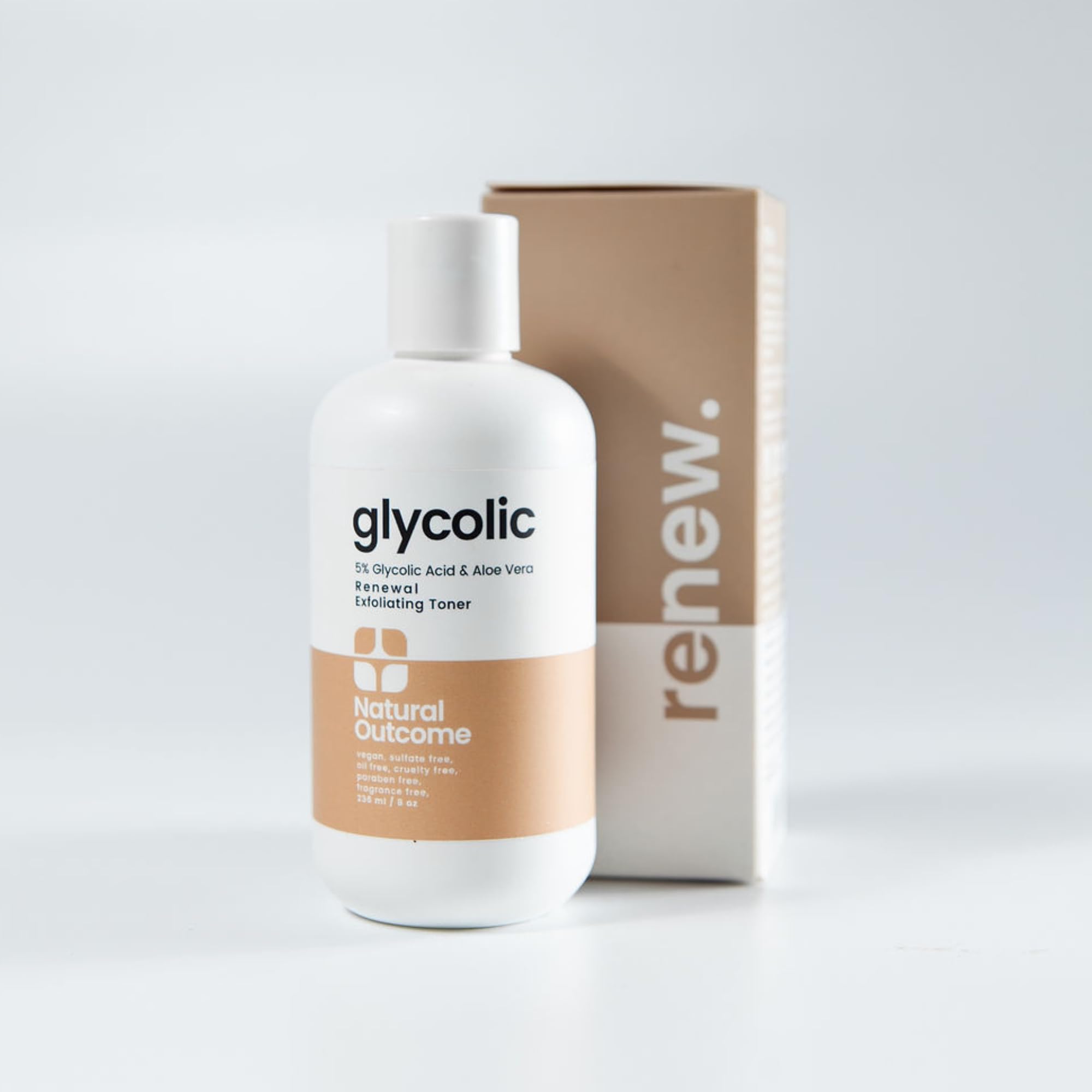 Natural Outcome Glycolic Toner 8oz packaging for daily use