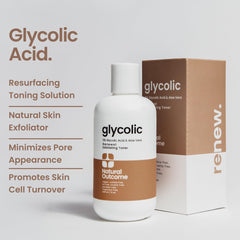 Natural Outcome Glycolic Toner applied to the face for exfoliation