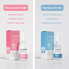 Natural Outcome niacinamide serum bottle showing pore-minimizing and tone-evening properties