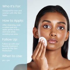 Natural Outcome toner applied to face for an even, hydrated matte look.
