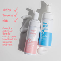 Natural Outcome teen face wash action with foamy texture ready to use.