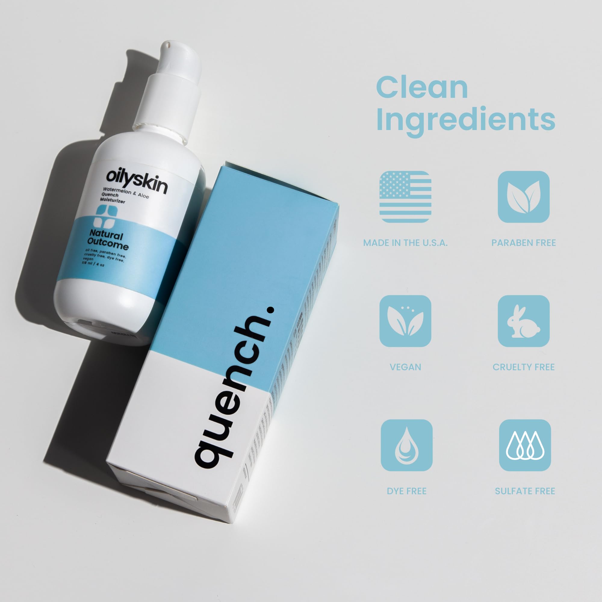 USA-made cruelty-free badge on Natural Outcome packaging.