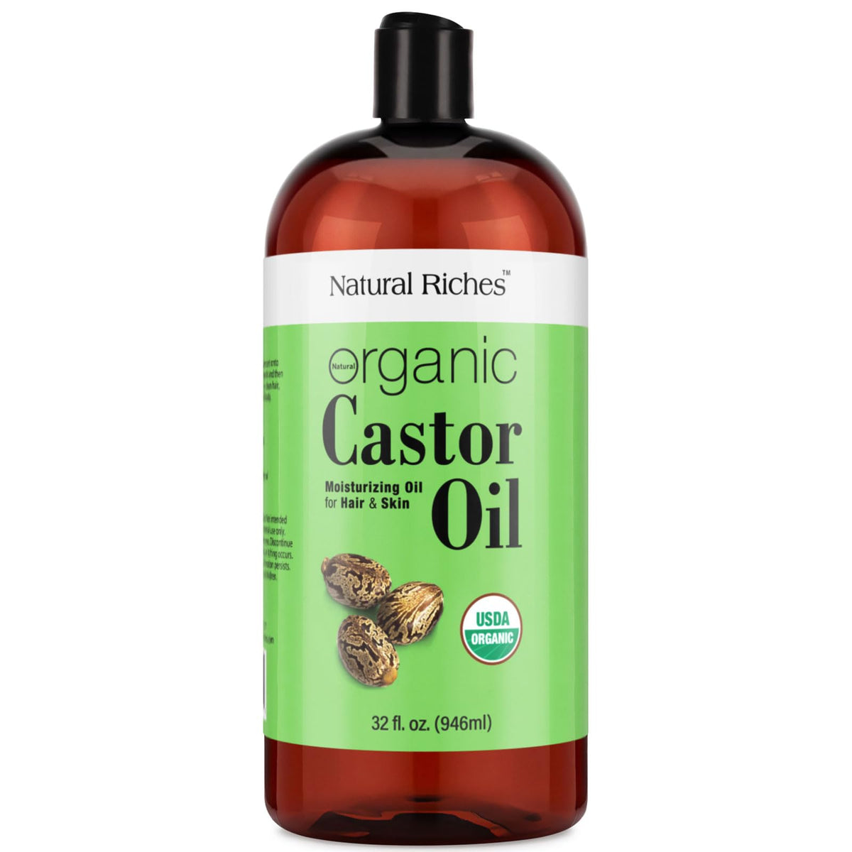 Natural Riches Castor Oil bottle in amber glass for dry skin nourishment