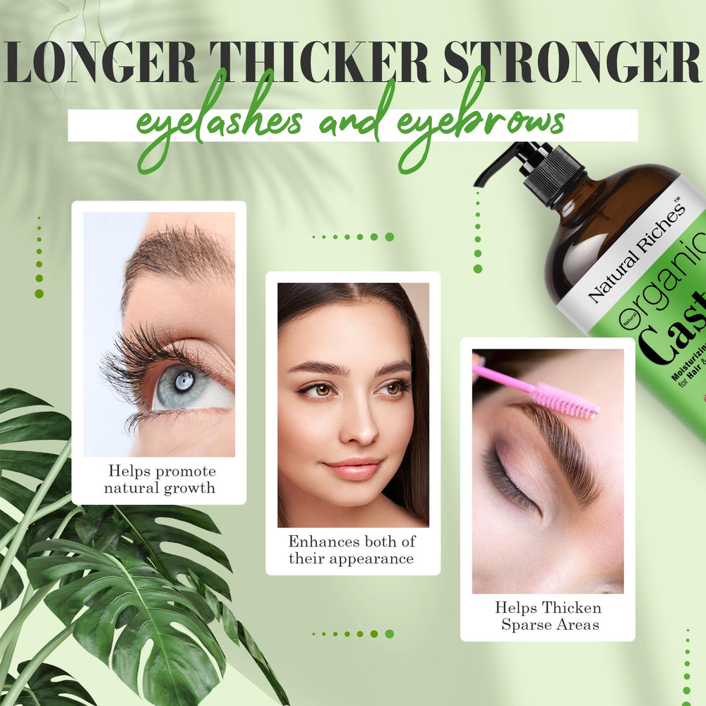 Natural Riches castor oil for hair care application nourishes scalp.