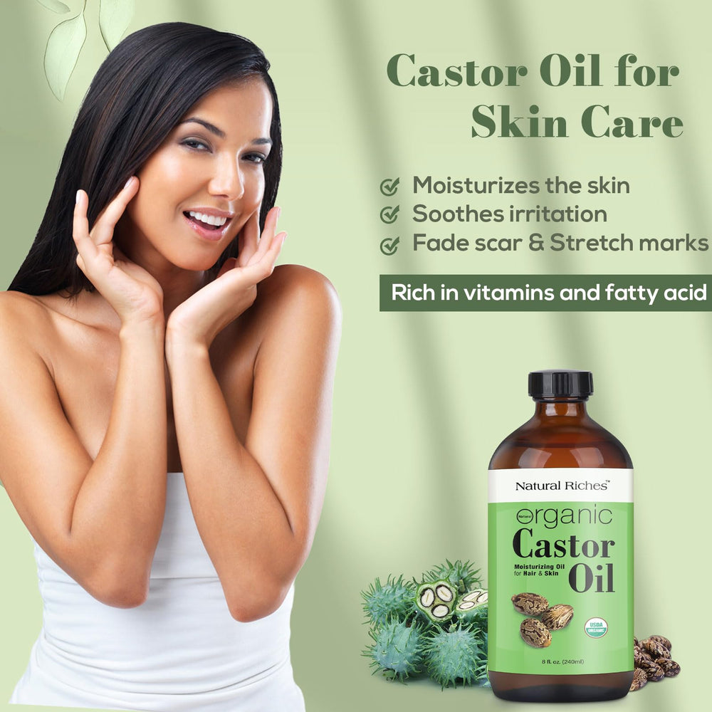 Natural Riches castor oil for scalp use provides moisture during treatment routines.