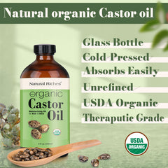 Natural Riches USDA Organic certified castor oil offers a clean, additive-free skincare option.