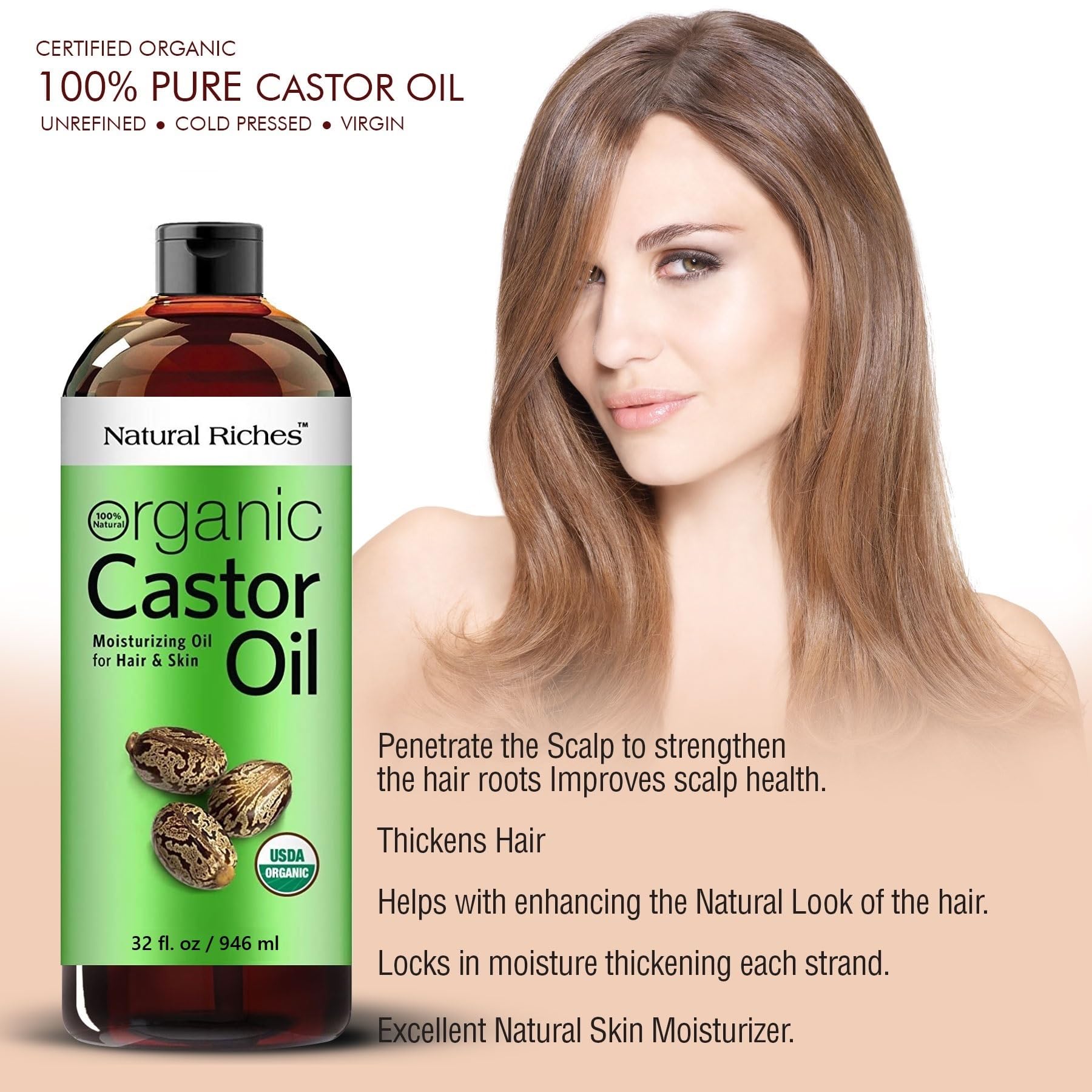 Natural Riches Castor Oil rich in vitamin E for skin and hair care