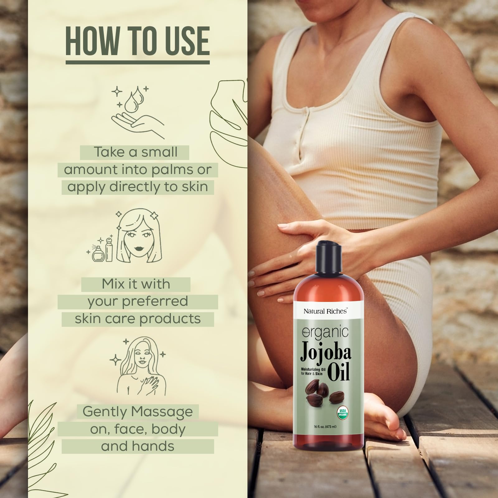 Natural Riches Jojoba Oil for face application provides lightweight hydration
