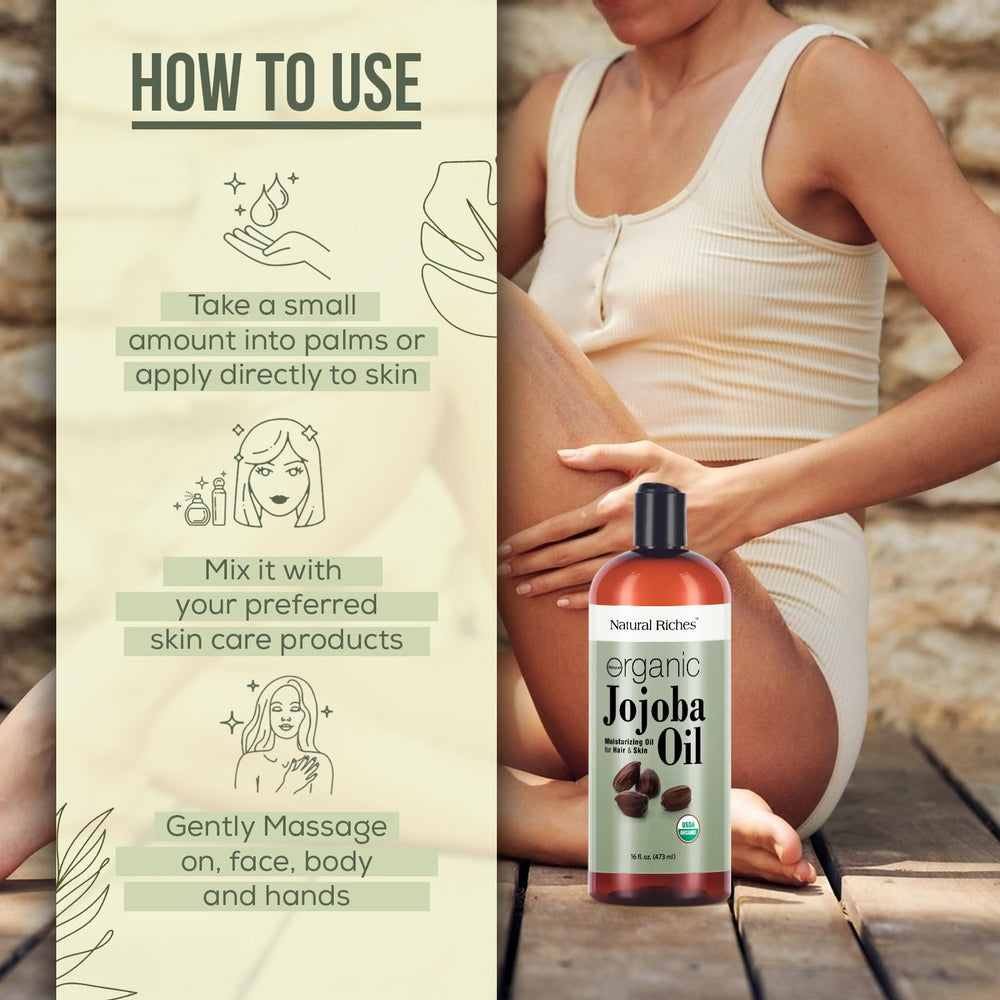 Natural Riches Jojoba Oil for face application provides lightweight hydration