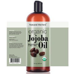 Natural Riches Jojoba Oil pour-spout demonstrates clean dispensing for skincare