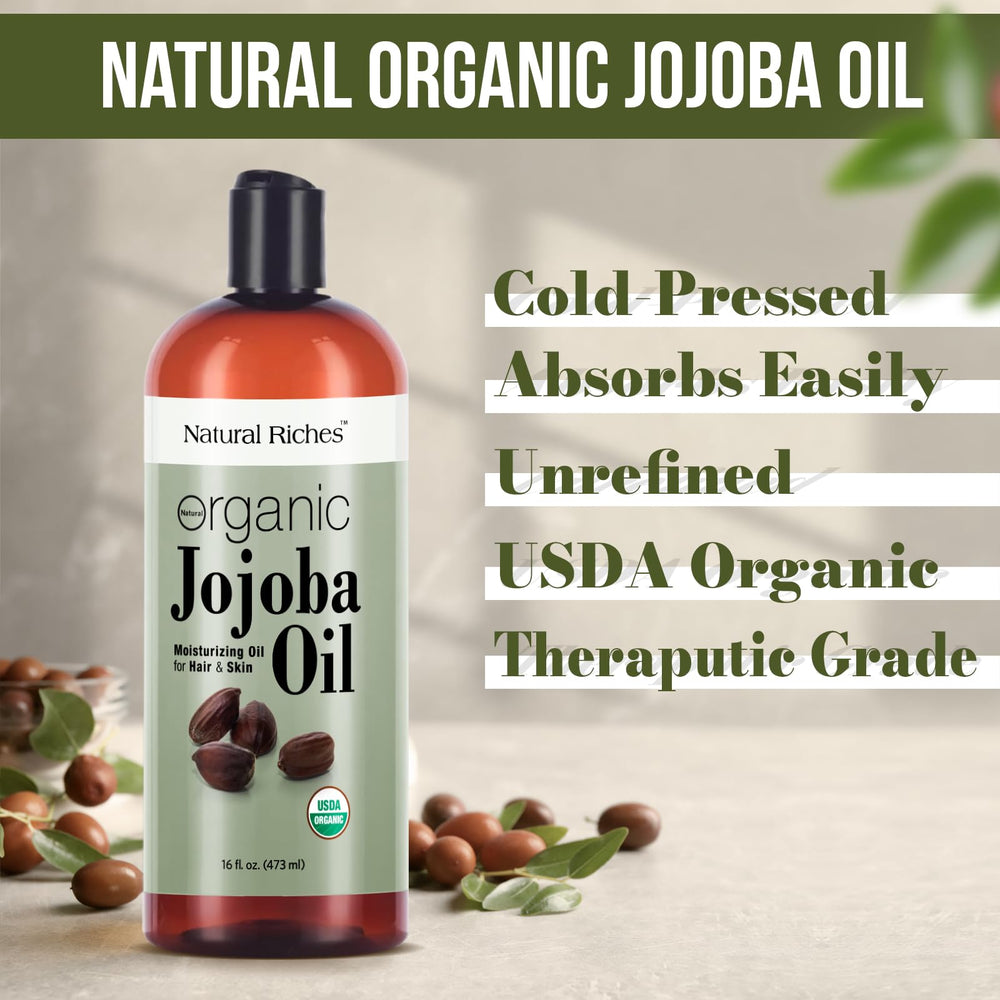 Natural Riches Jojoba Oil texture closeup shows light non-greasy feel