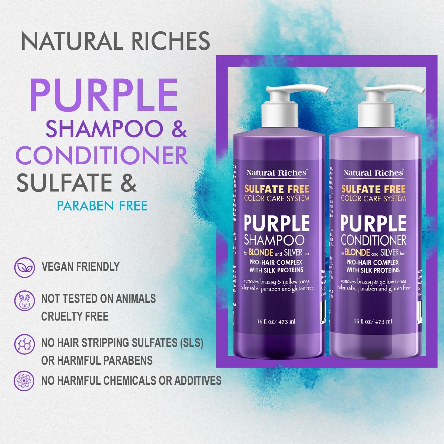 Natural Riches packaging box highlights color-safe set value.