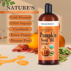 Natural Riches pumpkin seed oil pour spout for easy application.
