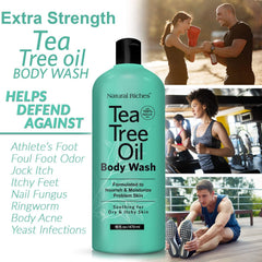 Natural Riches Tea Tree Body Wash lather demonstrates gentle cleansing