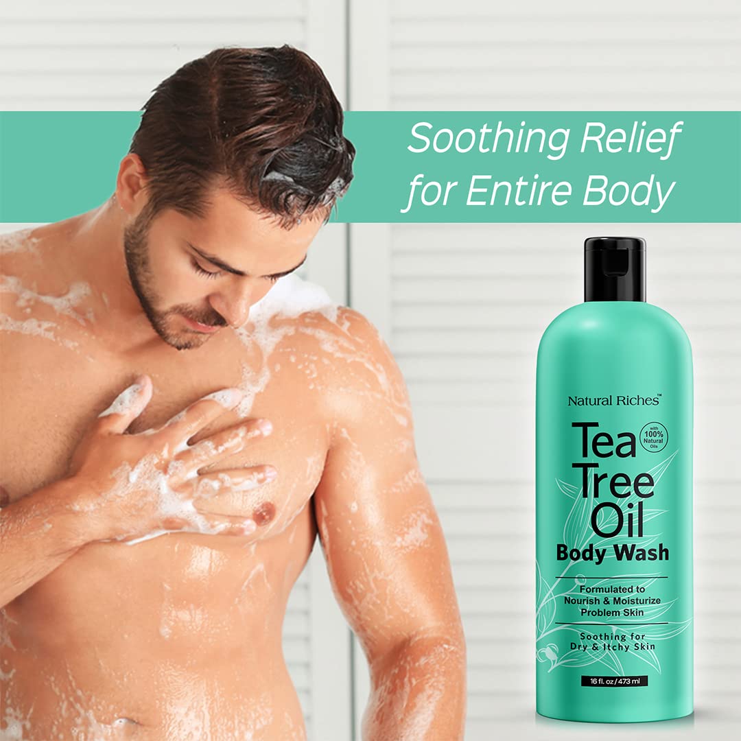 Premium BPA free packaging of Natural Riches Tea Tree Oil Body Wash