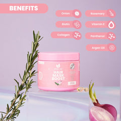 Natural sant Hair Mask on damp hair showing healthy glow after use.
