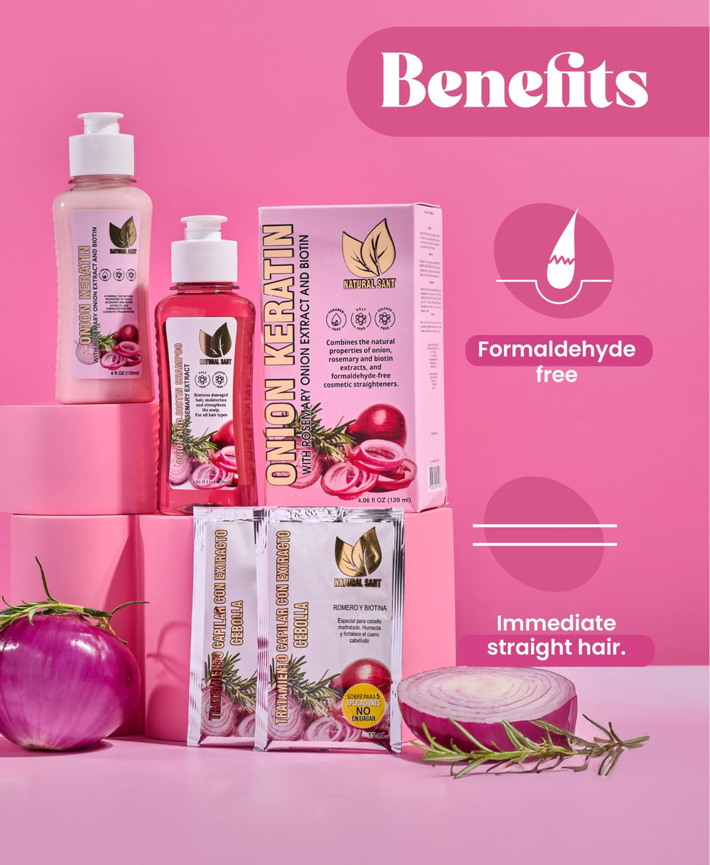 Natural Sant long-lasting straight hair effect with reduced frizz.