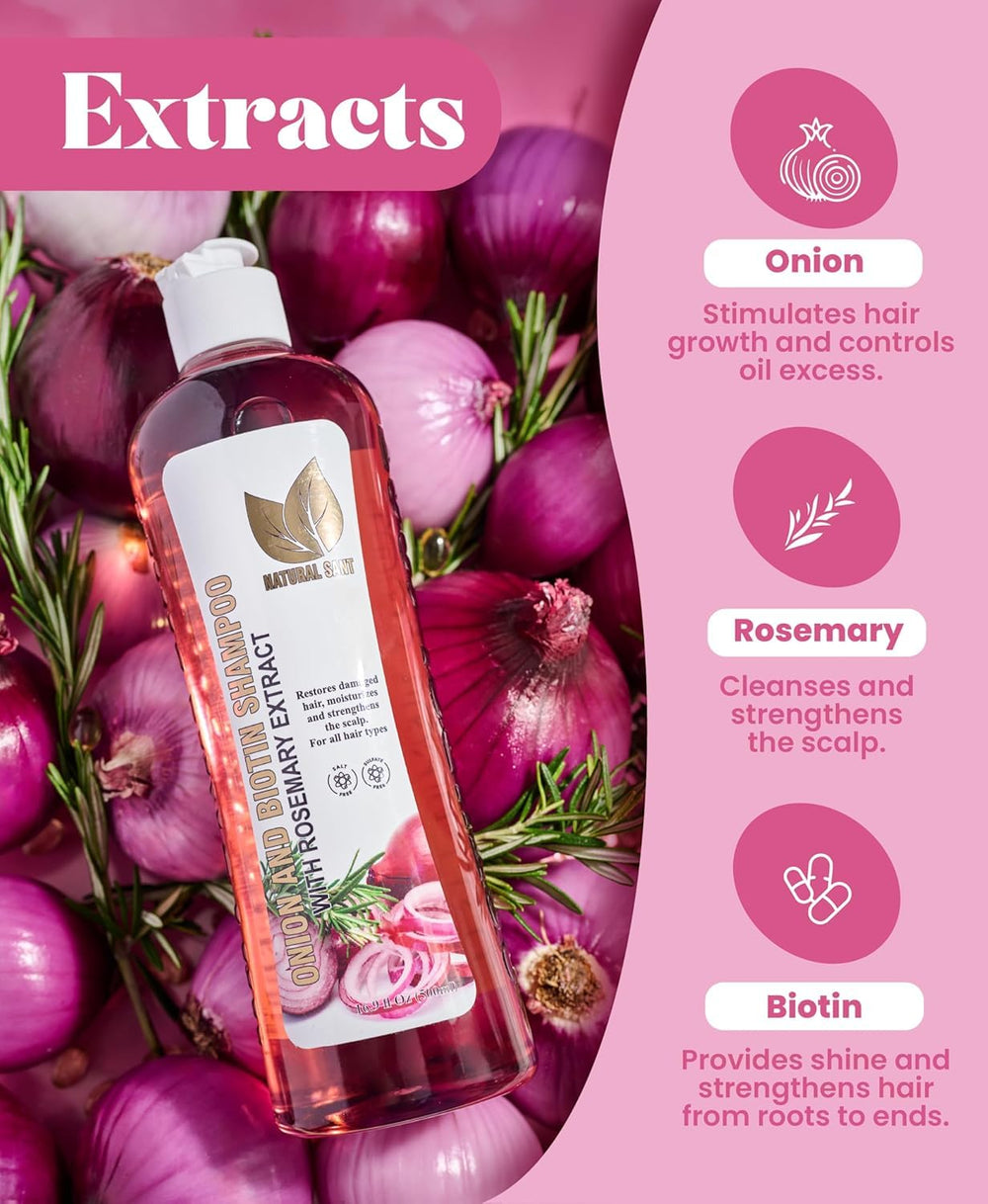 Natural Sant rosemary onion biotin ingredients close-up