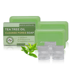 Natural Tea Tree Soap Bar collection closeup shows exfoliating texture for smoother skin.