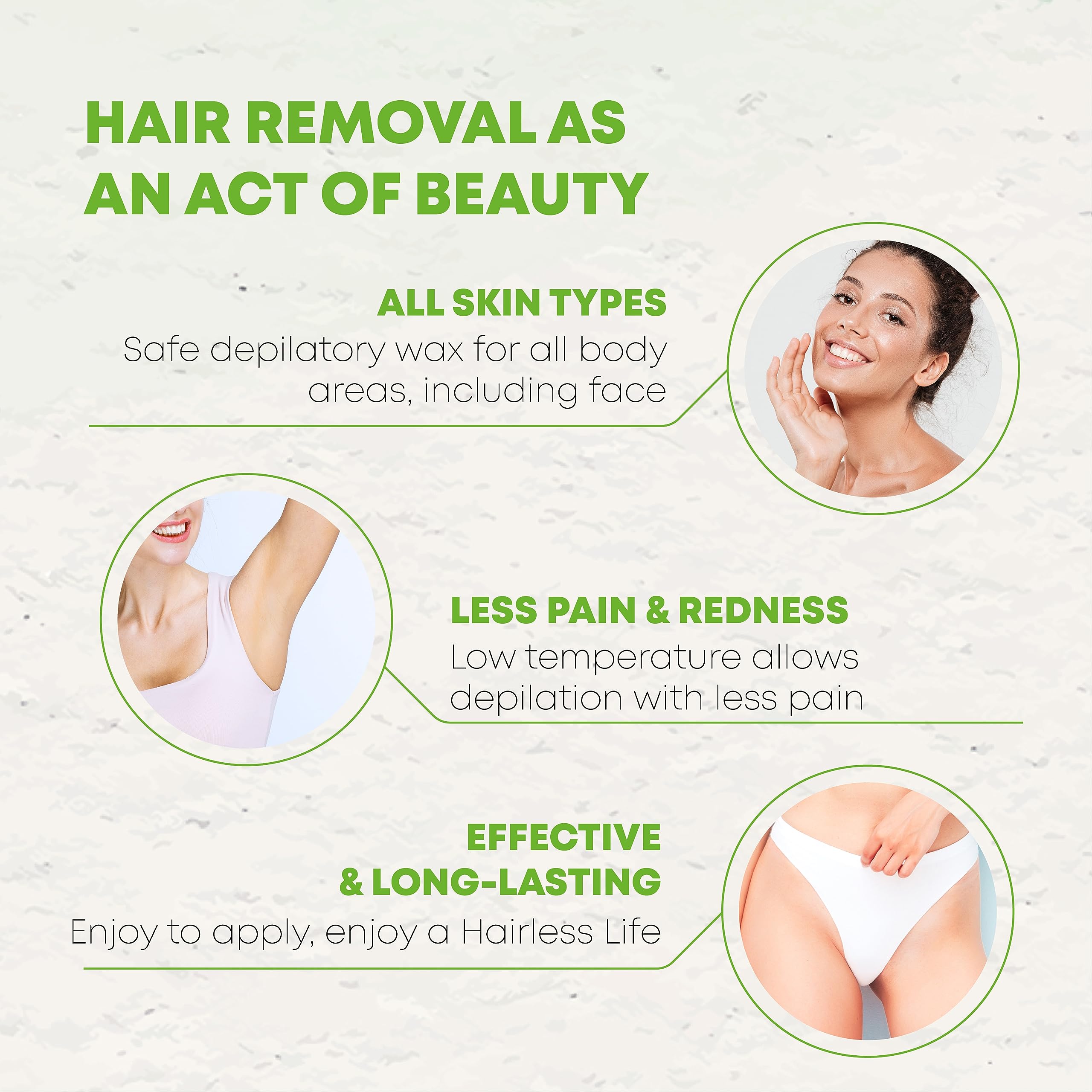 NATURAL-WAX residue-free skin close-up highlights clean finish after use.